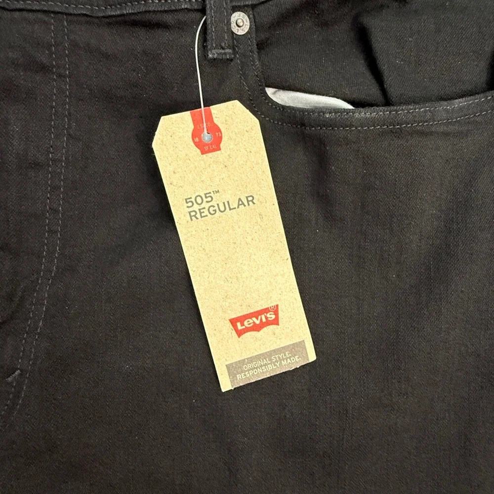 Levi's 505 Regular Fit Jeans Mens 40x30 Black Stretch Straight Leg 00505-2342